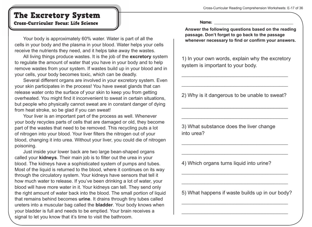 Printable Science Reading Comprehension - Printable JD