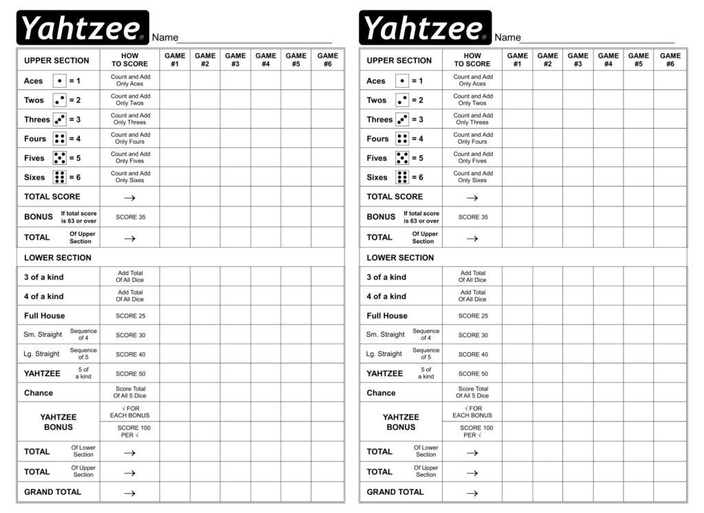 Printable Yahtzee Score Sheets Printable JD