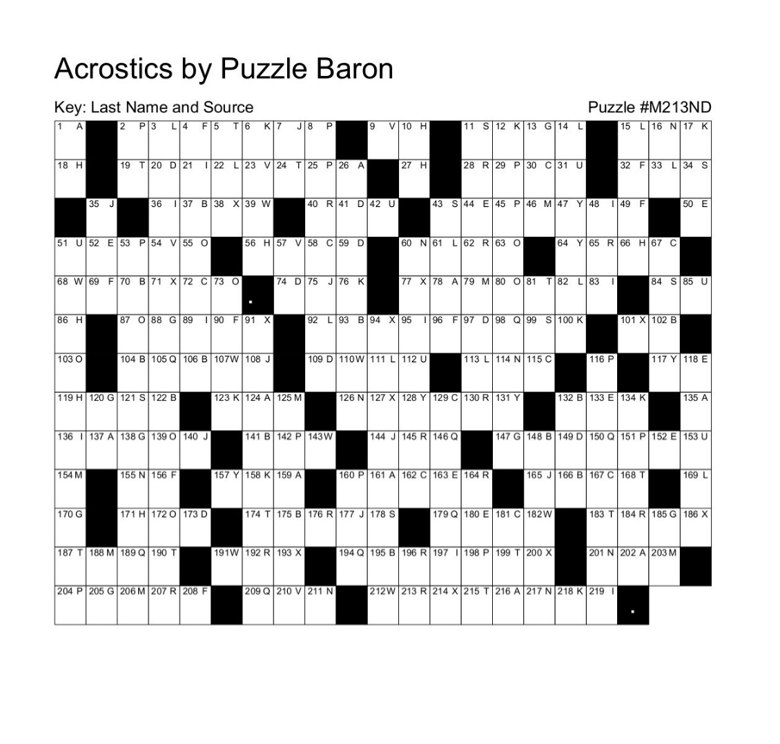 Printable Acrostics Puzzle Baron Start a Puzzle_62215