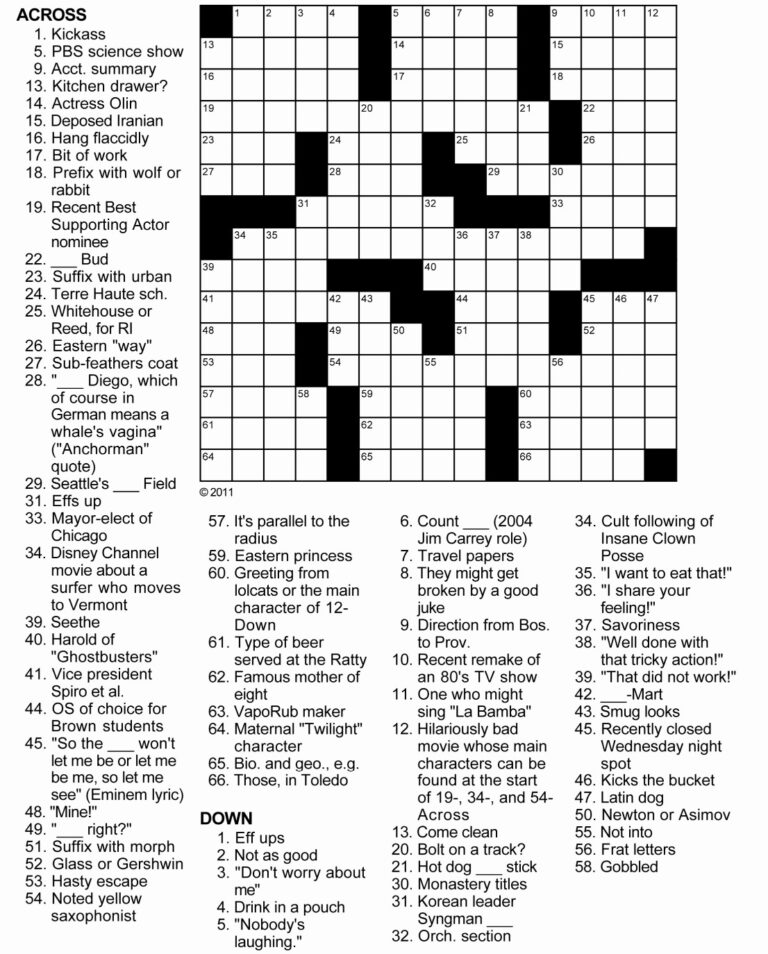 Printable Adult Crossword Puzzles To Print Printable JD