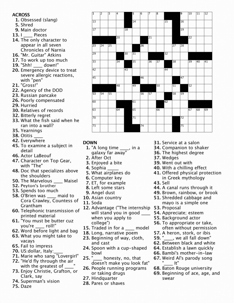 Printable Adult Crossword Puzzles To Print Printable Jd