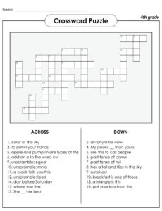 Printable Crossword Puzzles Grade 4_41560