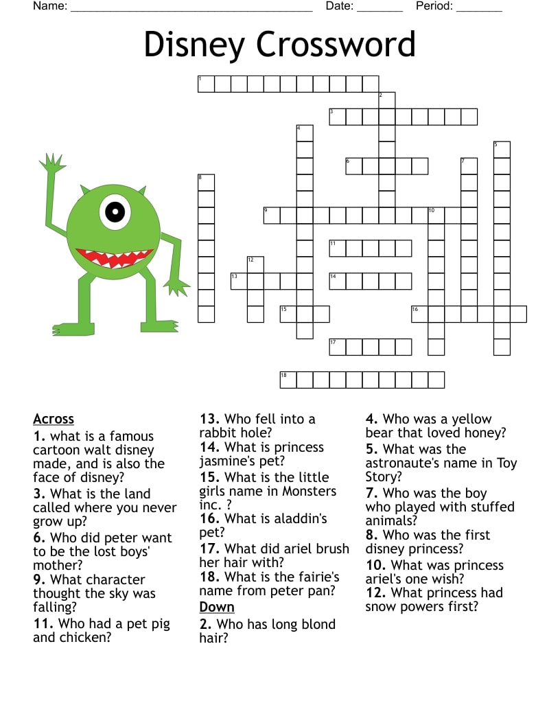 movie themed crossword puzzles