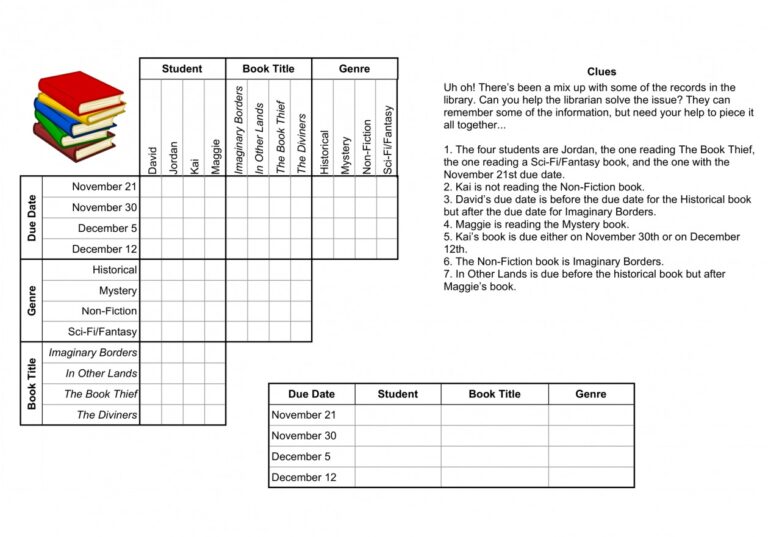 Printable Deduction Puzzles - Printable JD