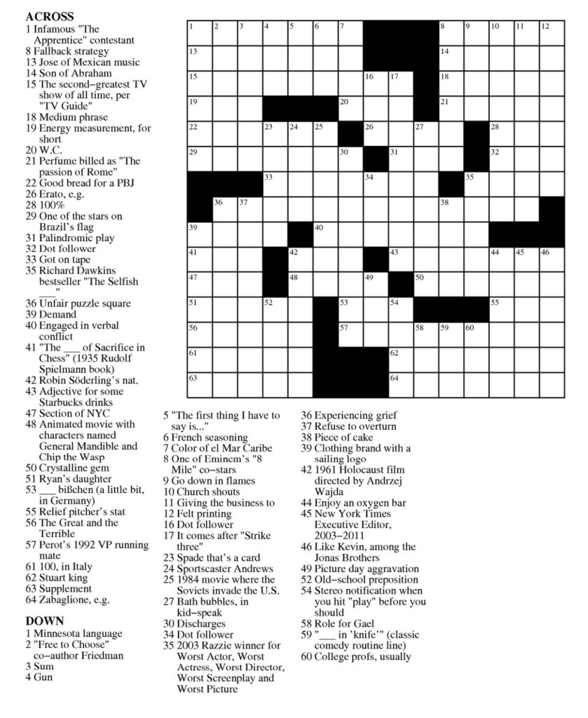 Printable Detroit Free Press Crossword Puzzle Printable JD