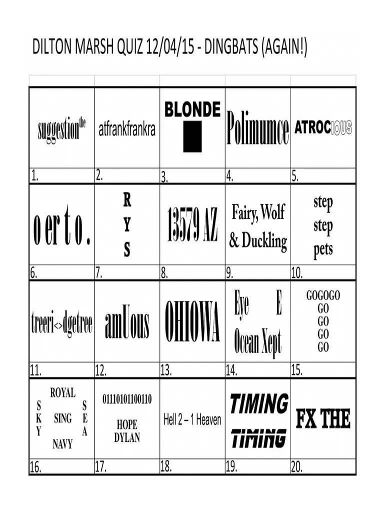 Printable Dingbats Quiz Questions and Answers_25672
