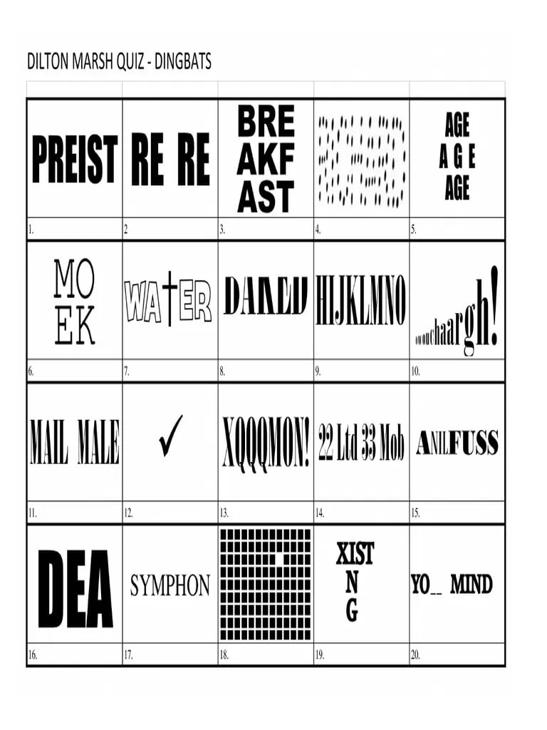 Printable Dingbats Quiz Questions and Answers_92511