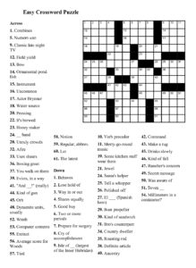 Printable Easy Crossword For Seniors