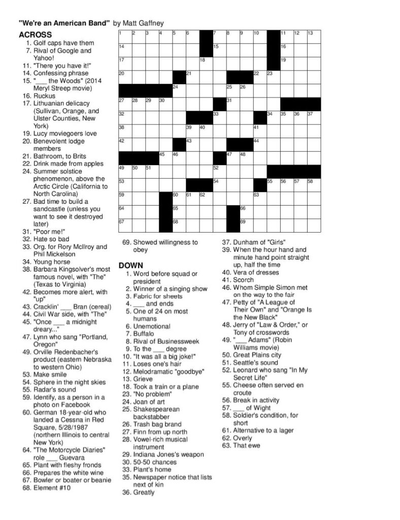 Printable Easy Crossword For Seniors Printable JD