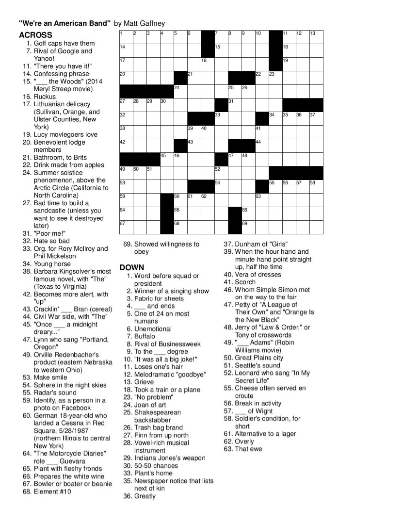 Printable Easy Crossword For Seniors Printable JD