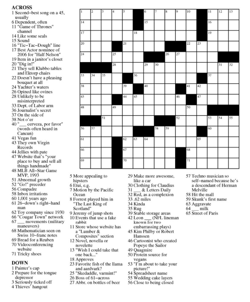 Printable Easy Crossword For Seniors Printable JD