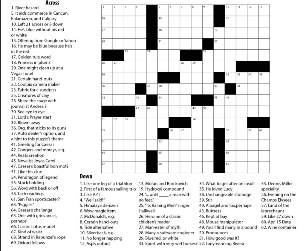 Printable Easy Crossword Puzzles With Answers Printable JD