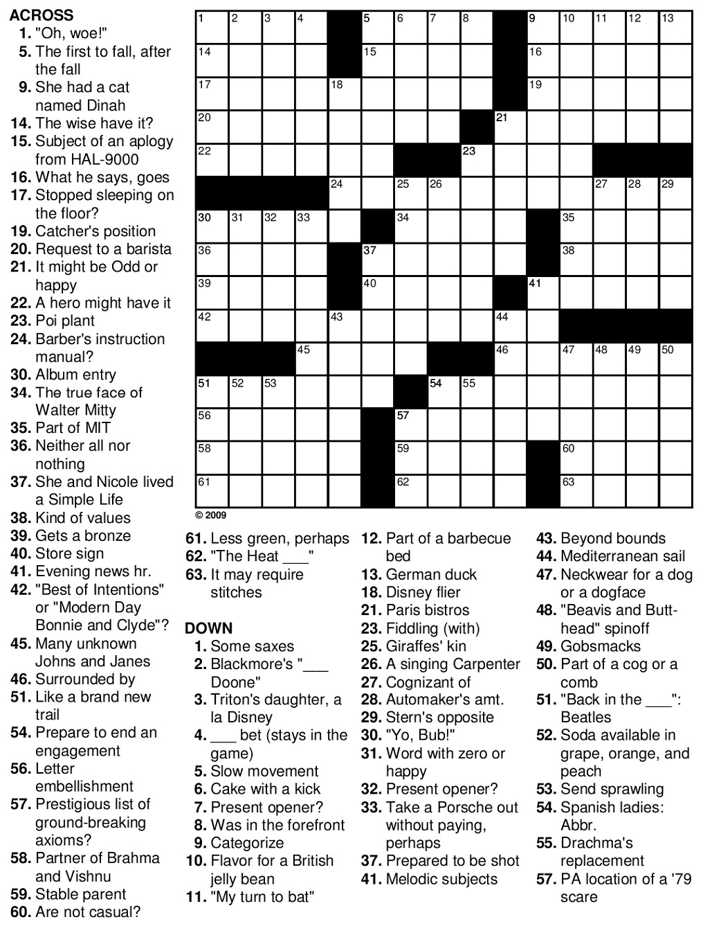 Printable Easy Crossword Puzzles_88547
