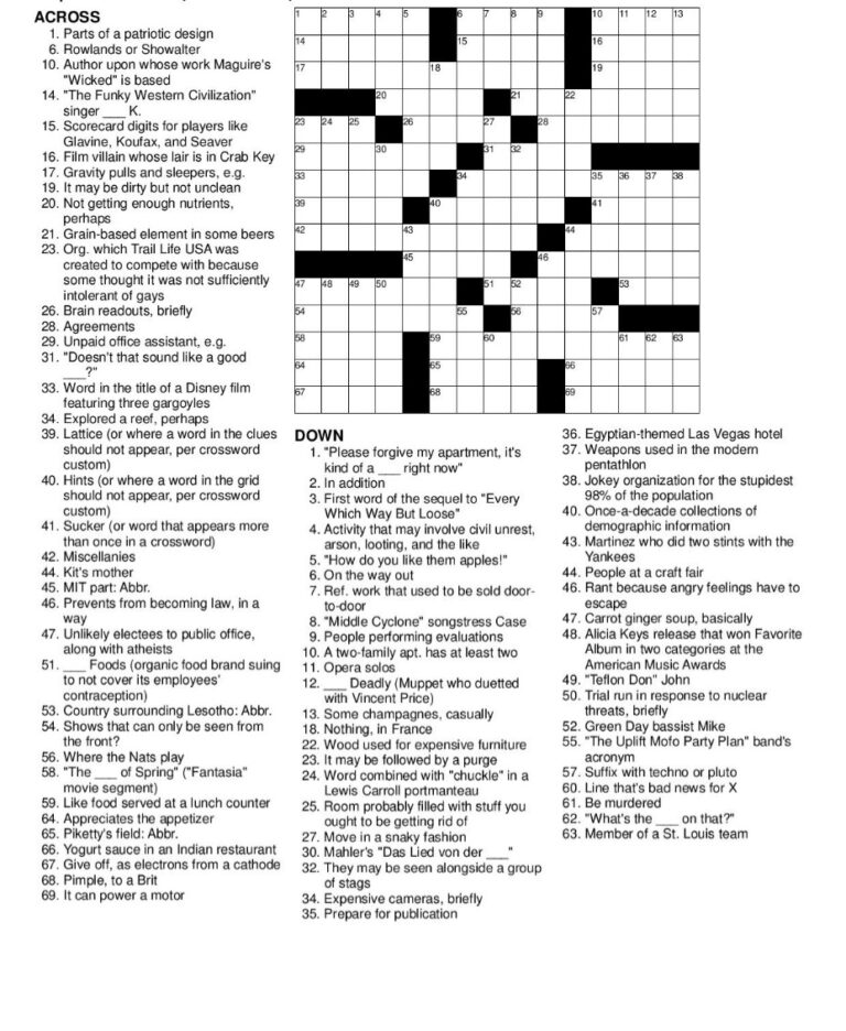 Printable Frank Longo Crossword - Printable JD