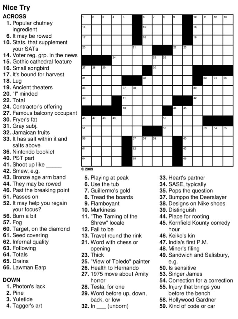 Printable Free Large Print Crossword Puzzle - Printable JD