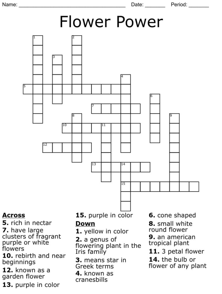 Printable Garden Crossword Puzzle Printable JD