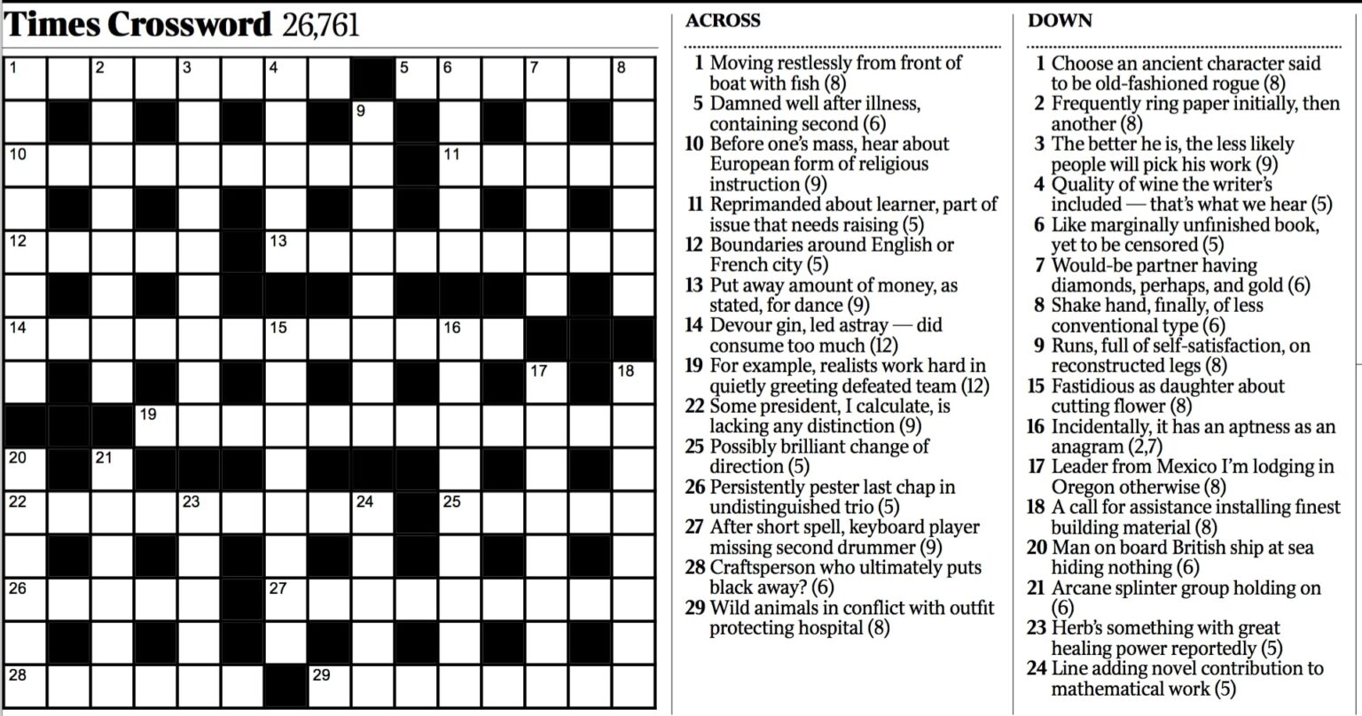 Printable Globe and Mail Cryptic Crossword Printable JD