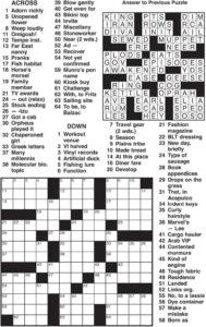 Printable Medium Cross Word Puzzles With Answer Key_84115