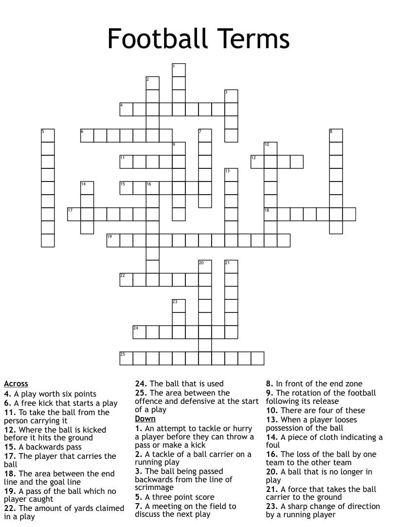 Printable NFL Crossword Puzzles - Printable JD