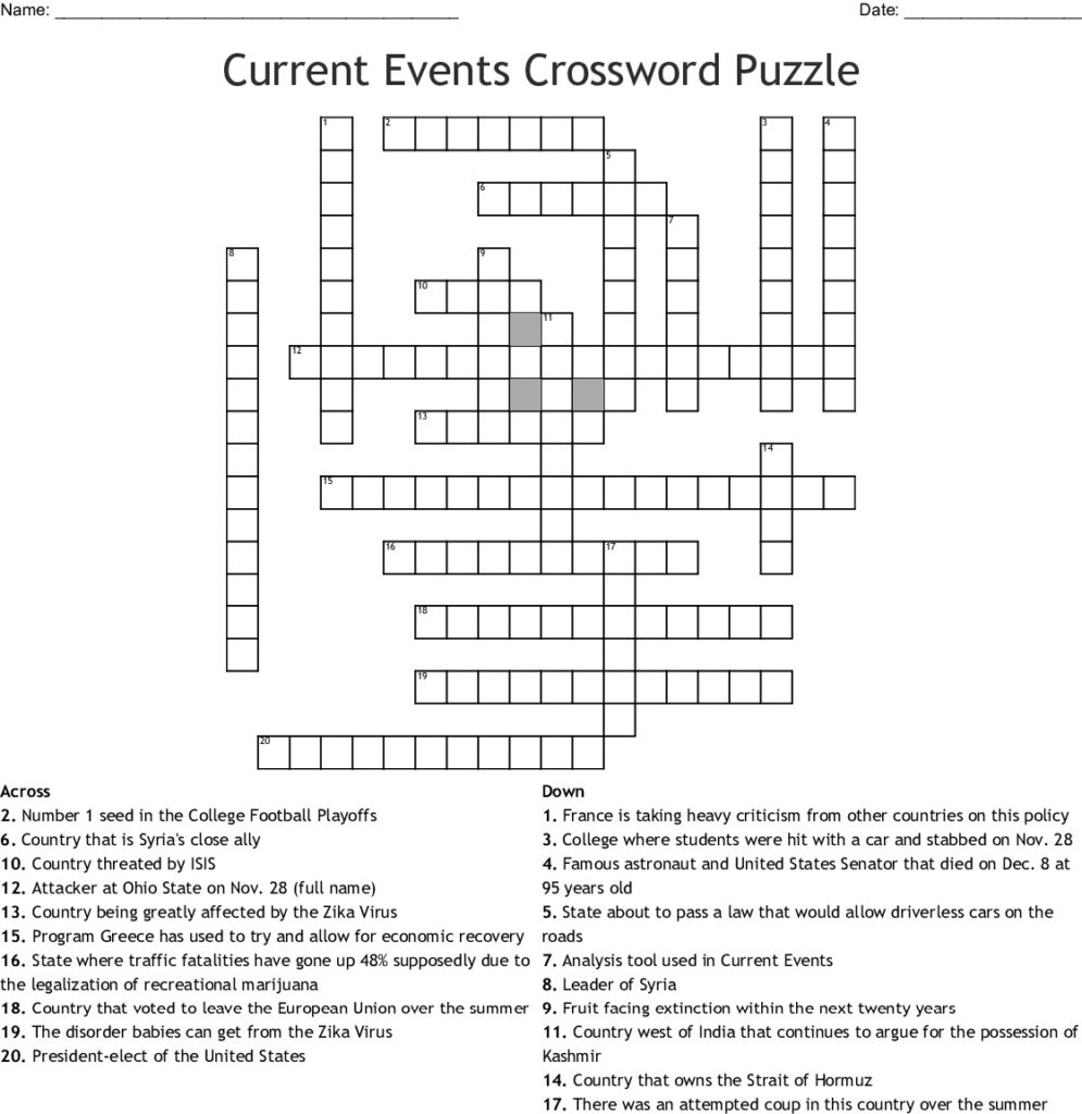 Printable Reagle Crossword Printable JD