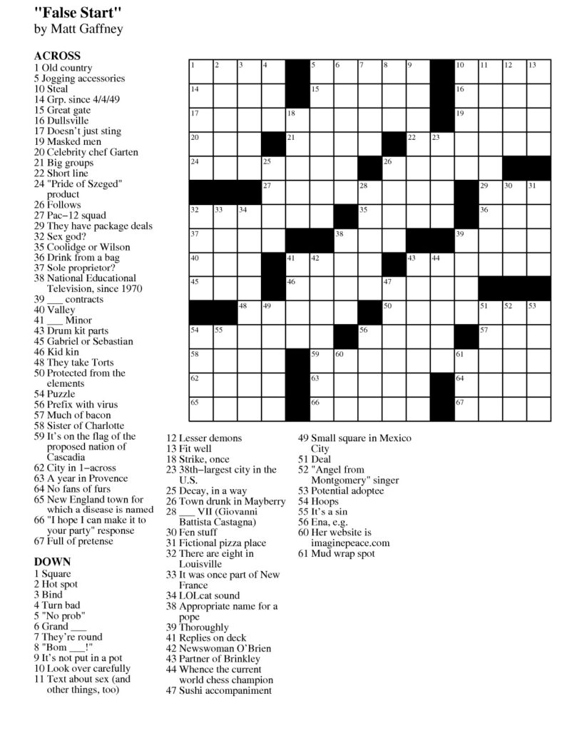 Printable Toronto Star Crossword Puzzle Today Printable JD