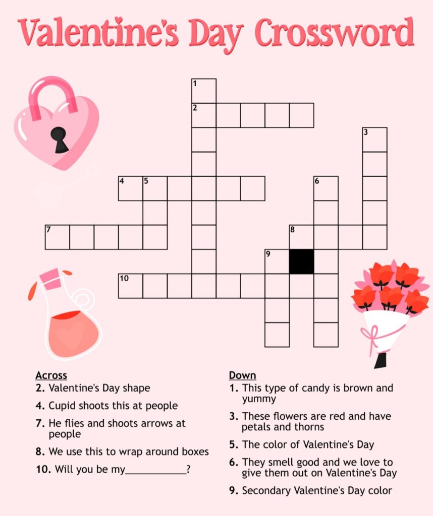 Printable Valentines Crossword Puzzle For Adults Printable JD