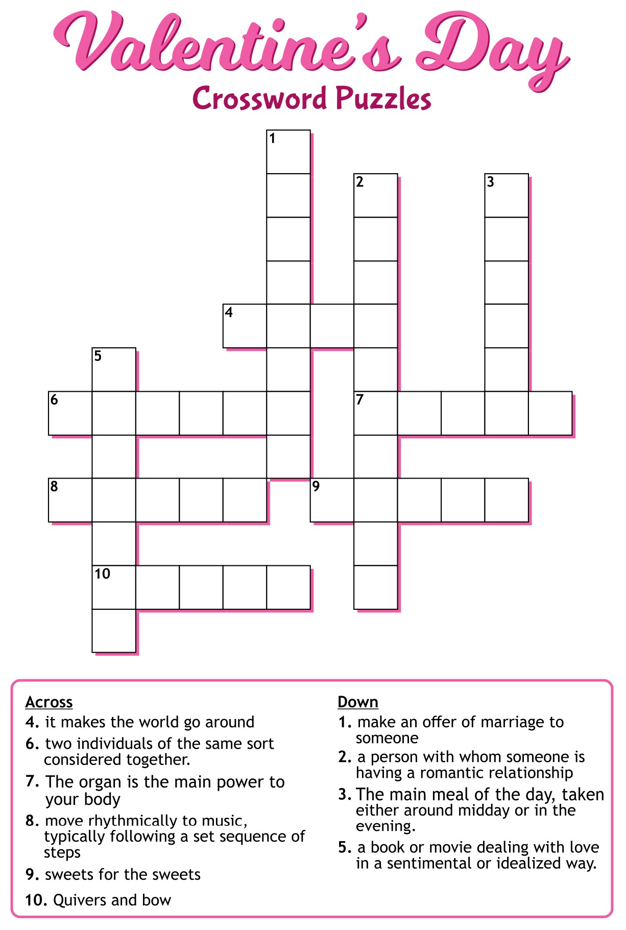 Printable Valentines Crossword Puzzle For Adults_25199