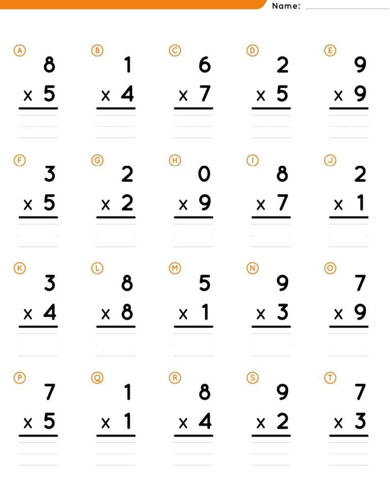 Printable Multiplication Worksheets Single Digit
