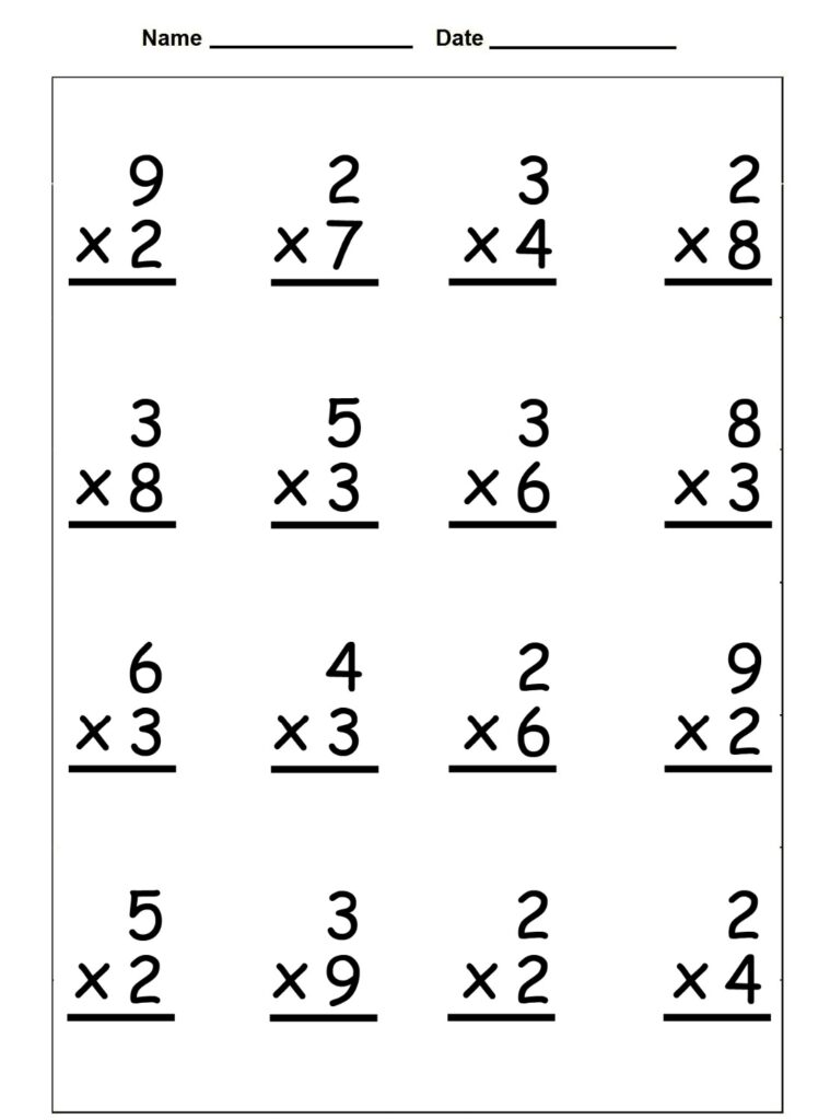 Printable Multiplication Worksheets Single Digit