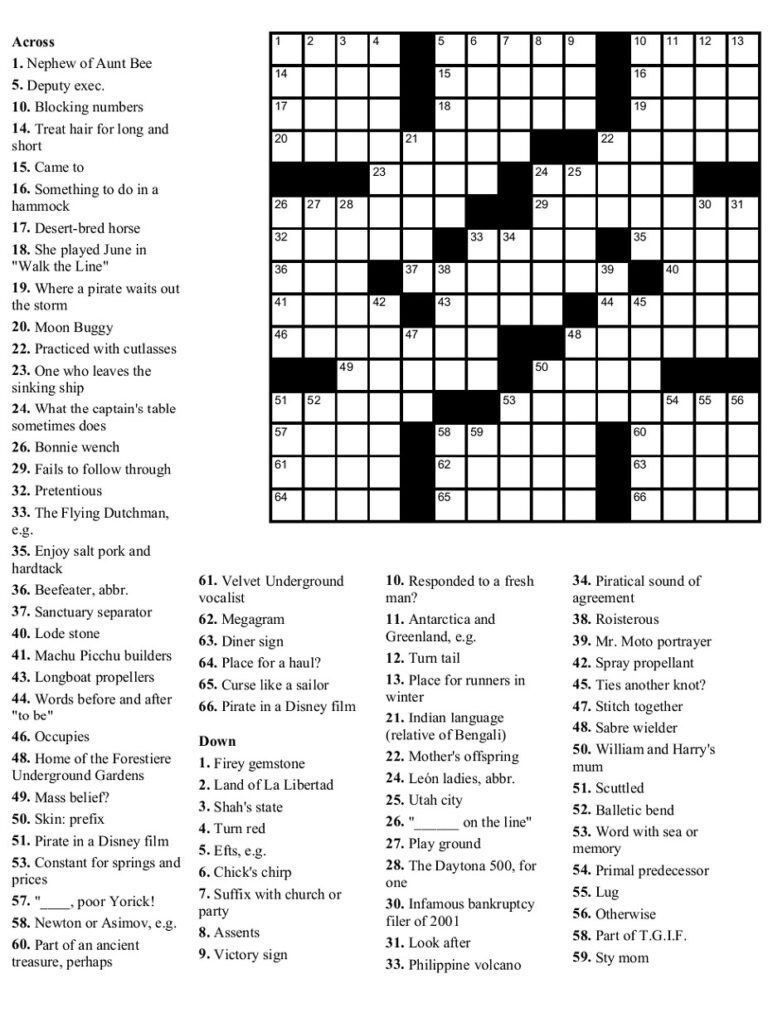 Printable Chicago Times Crossword - Printable JD