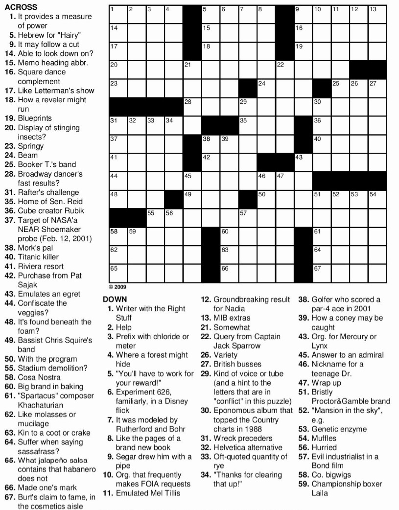 Printable Chicago Tribune Crossword