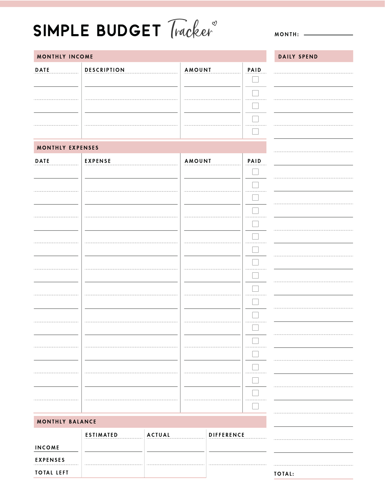 Printable Christian Budget Template