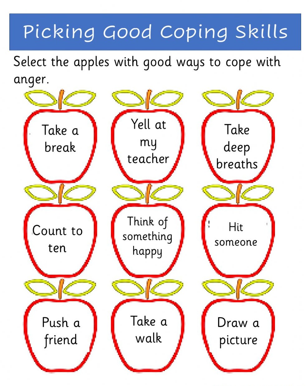 Printable Coping Skills Handouts For Teens