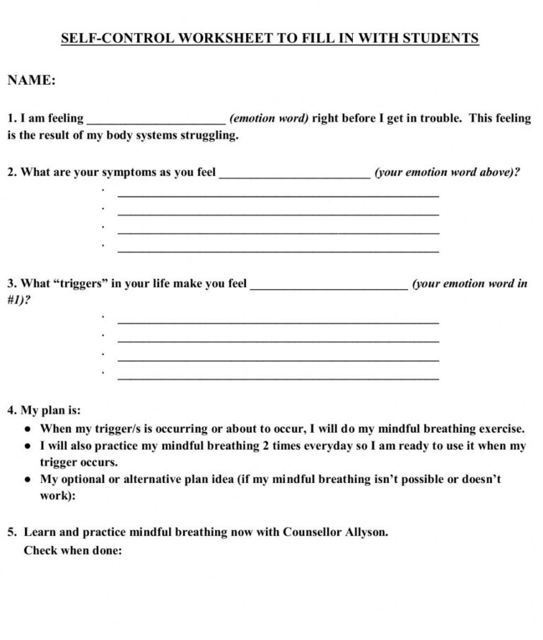 Printable Coping Skills Handouts For Teens - Printable JD