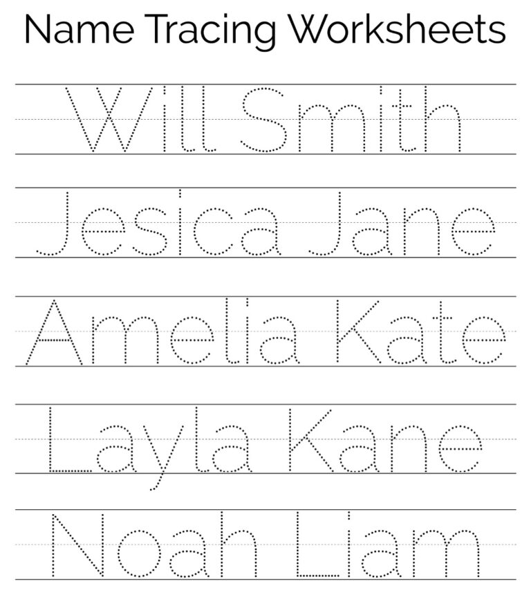 Printable Free Dotted Names For Preschool With Lines Printable JD