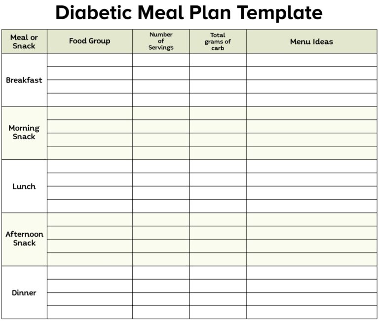 Printable Free Pre-Diabetic Meal Plan - Printable JD