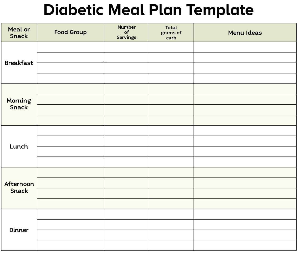 Printable Free Pre-Diabetic Meal Plan