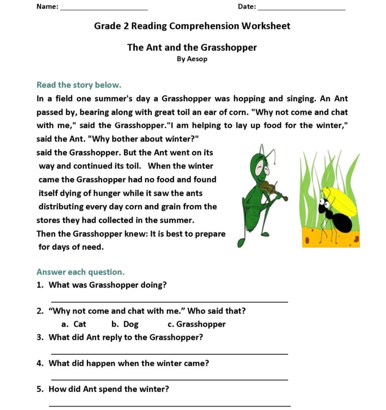 Printable Grade 2 Comprehension Worksheets - Printable JD