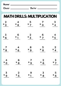 Printable Multiplication Drills