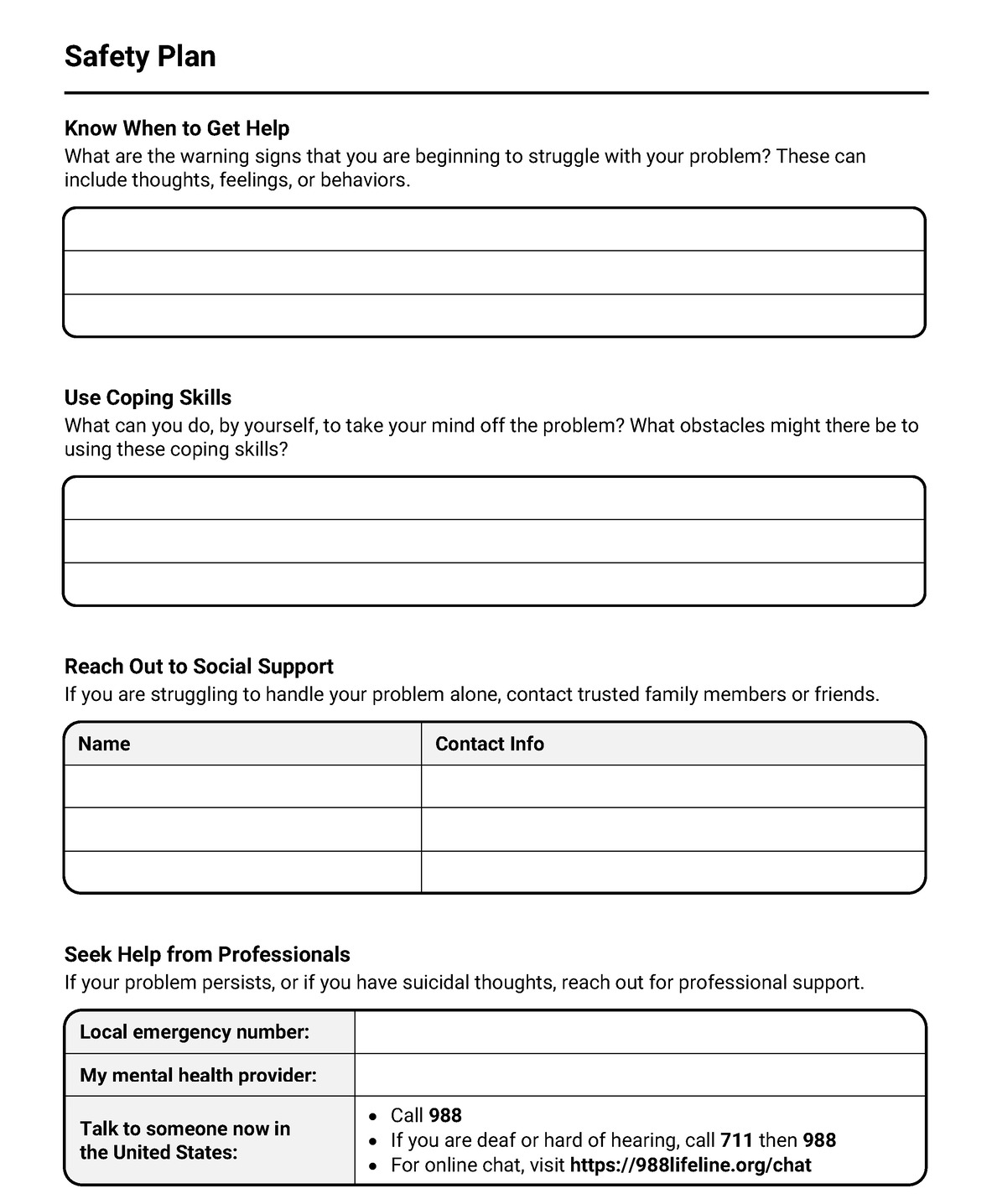 Printable Therapist Aid Handouts