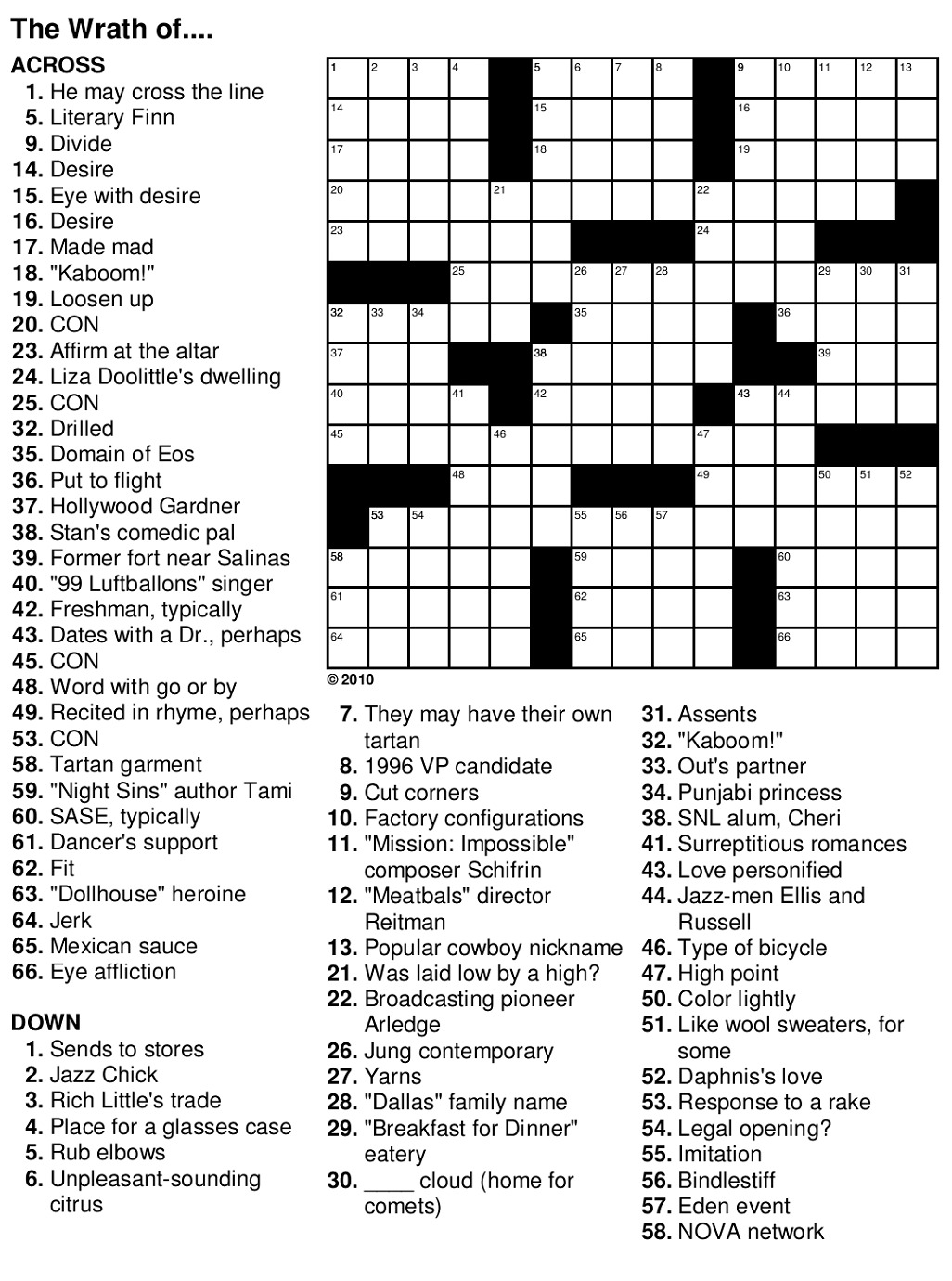 Printable Universal Crossword Timothy Parker