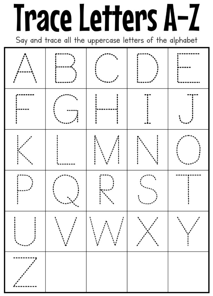 Printable A To Z Alphabet Tracing Worksheets Format