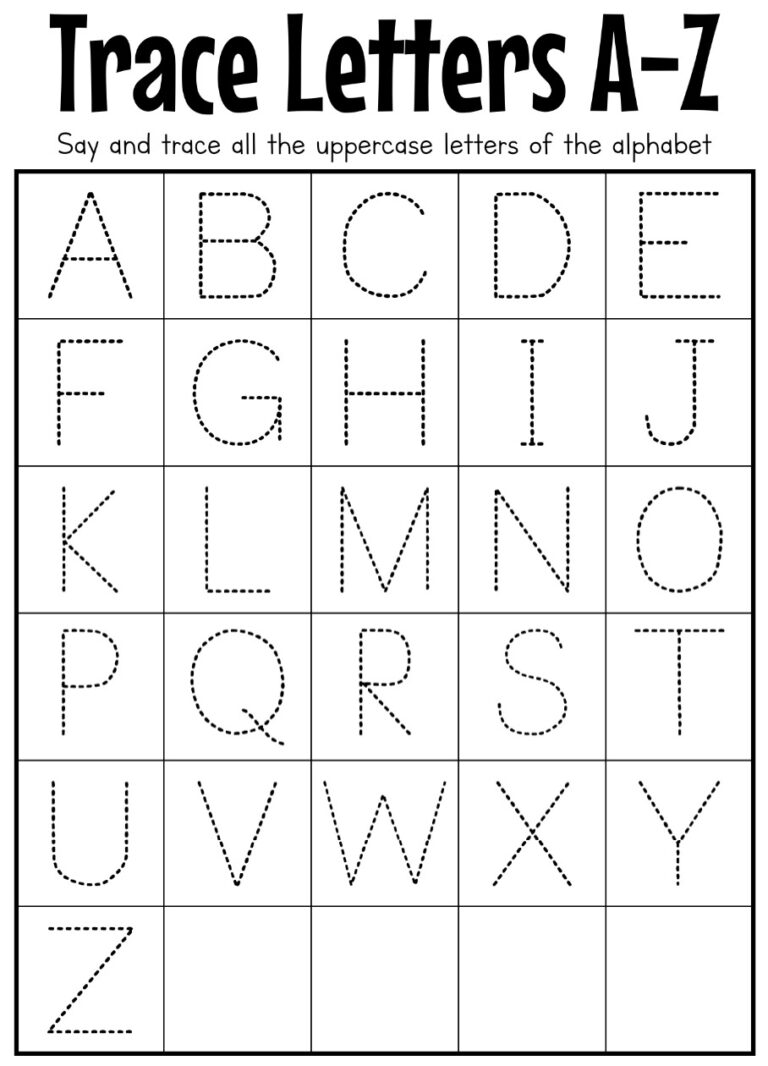 Printable A To Z Alphabet Tracing Worksheets Format