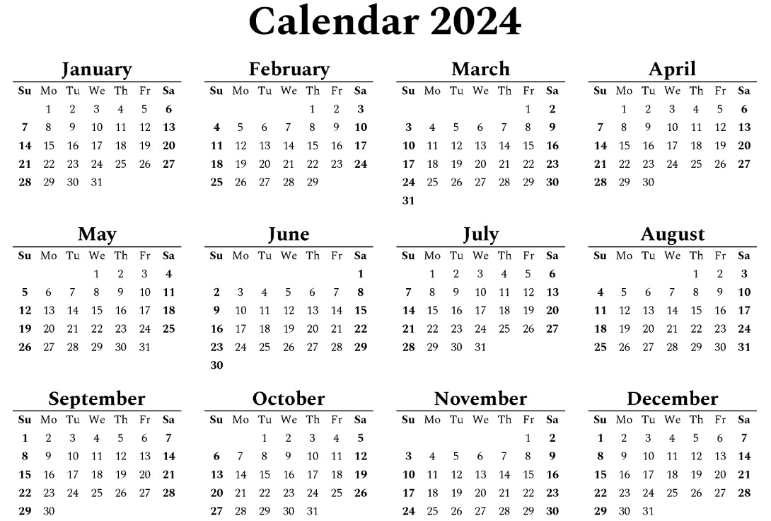 Printable Calendar 2024 - Printable JD