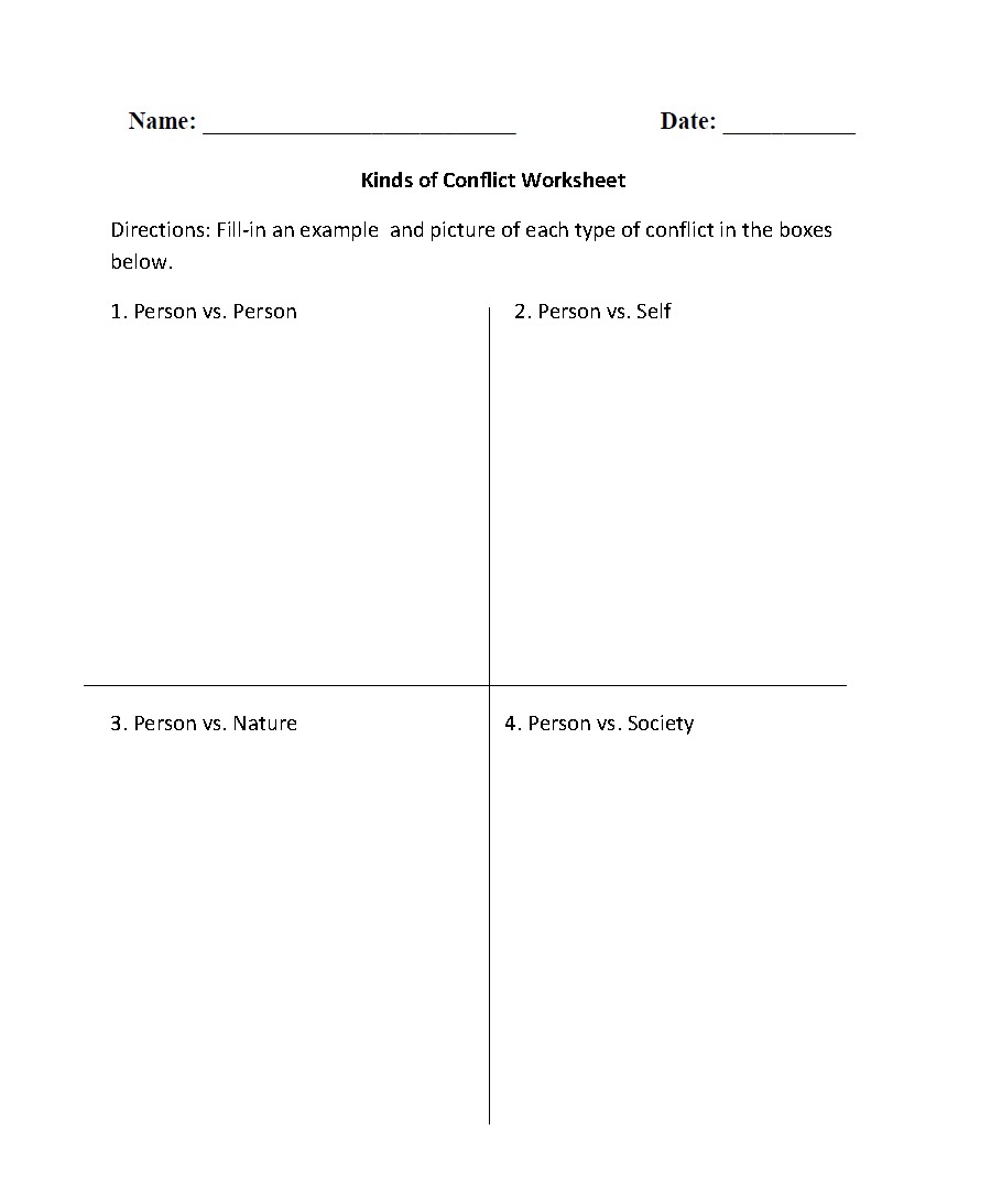 Printable Conflict Worksheets