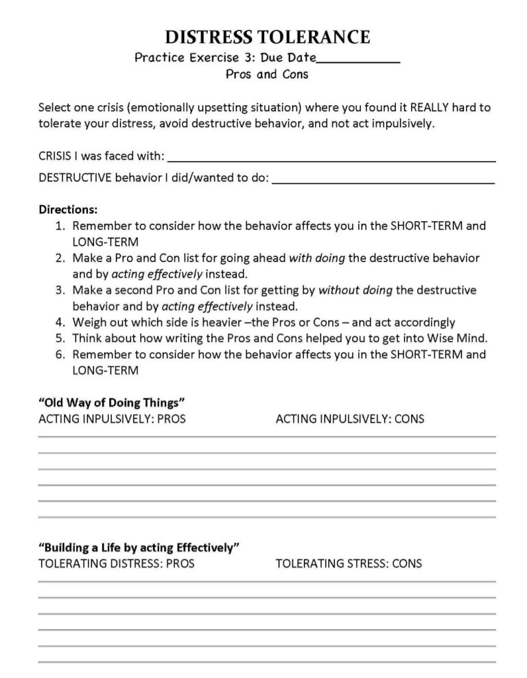 Printable Therapy Aid Worksheets For Adults - Printable JD