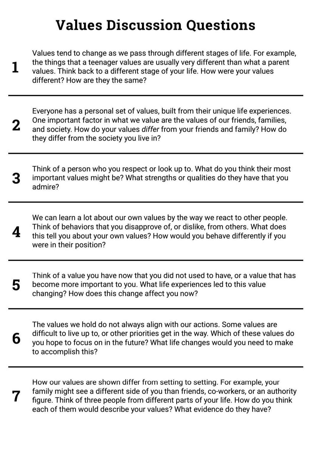 Printable Therapy Aid Worksheets For Adults