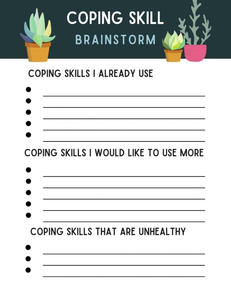 Printable Unhealthy VS Healthy Coping Skills Quiz